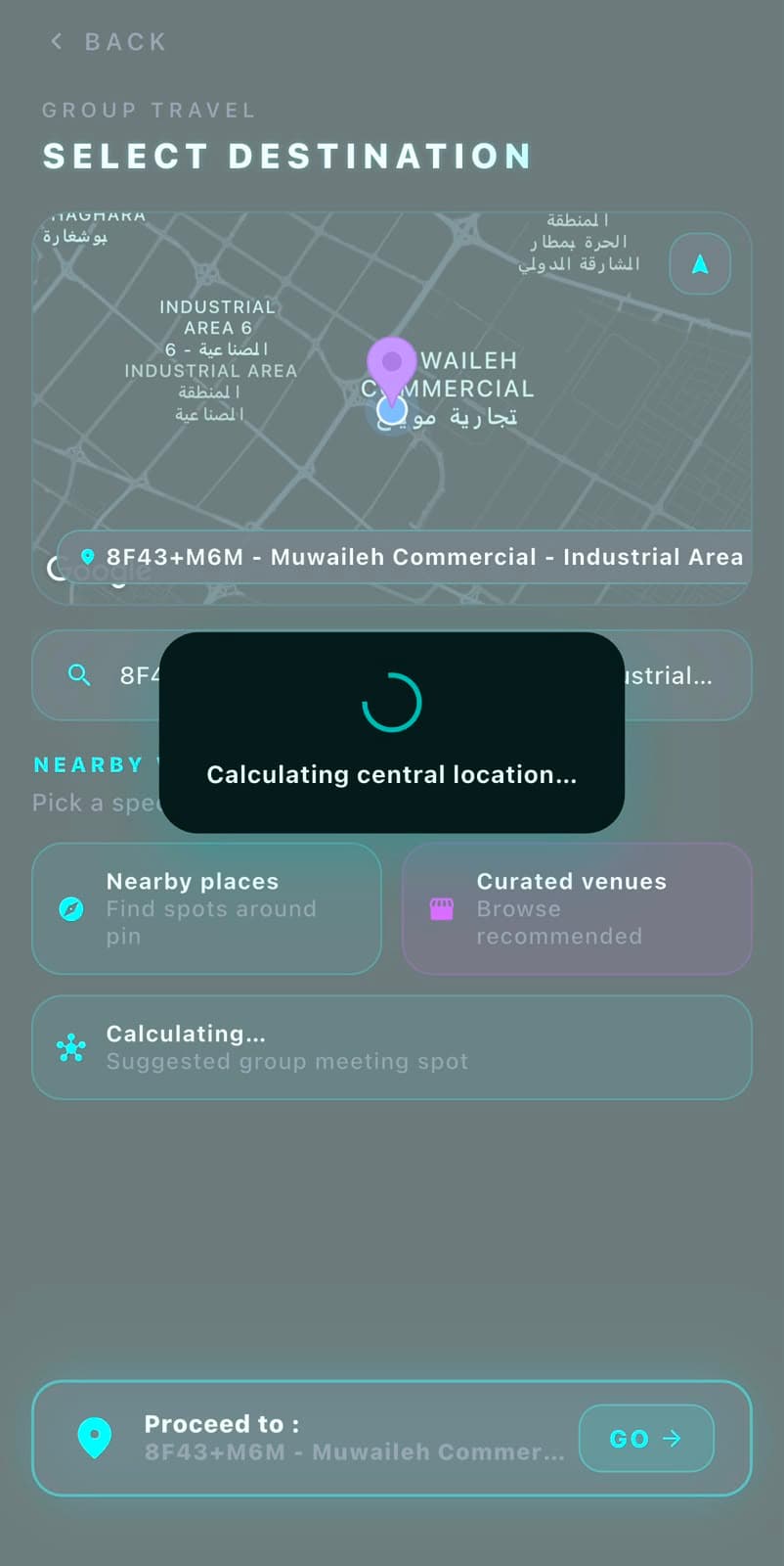 Zyncers calculating a central meeting location for a group trip